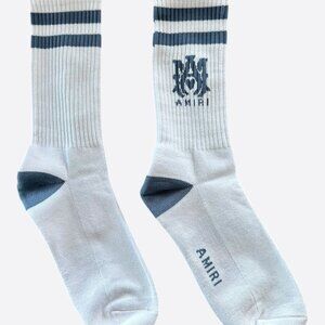 Amiri White & Blue MA Logo Socks